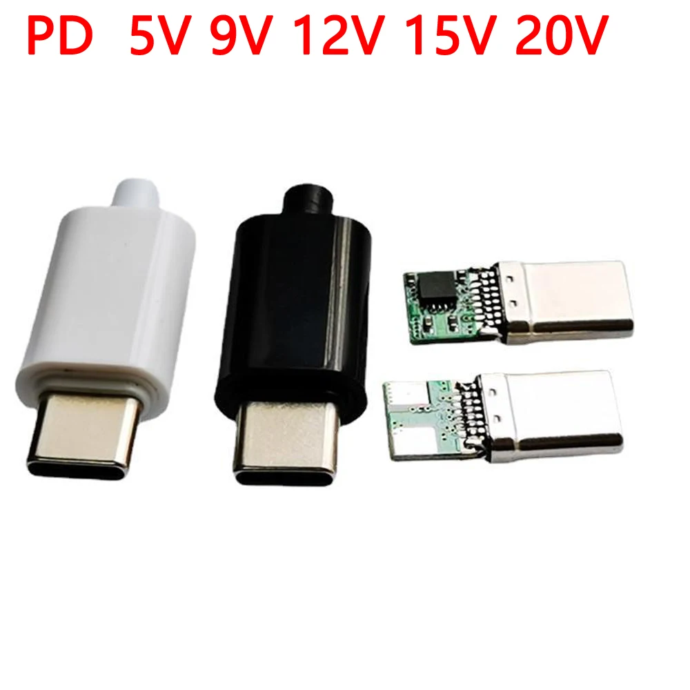 

1set 5V 9V 12V 15V 20V PD/QC Decoy Board Fast Charge module PD 2 3.0 DC trigger cable USB Type-C male plug QC4 charge connector