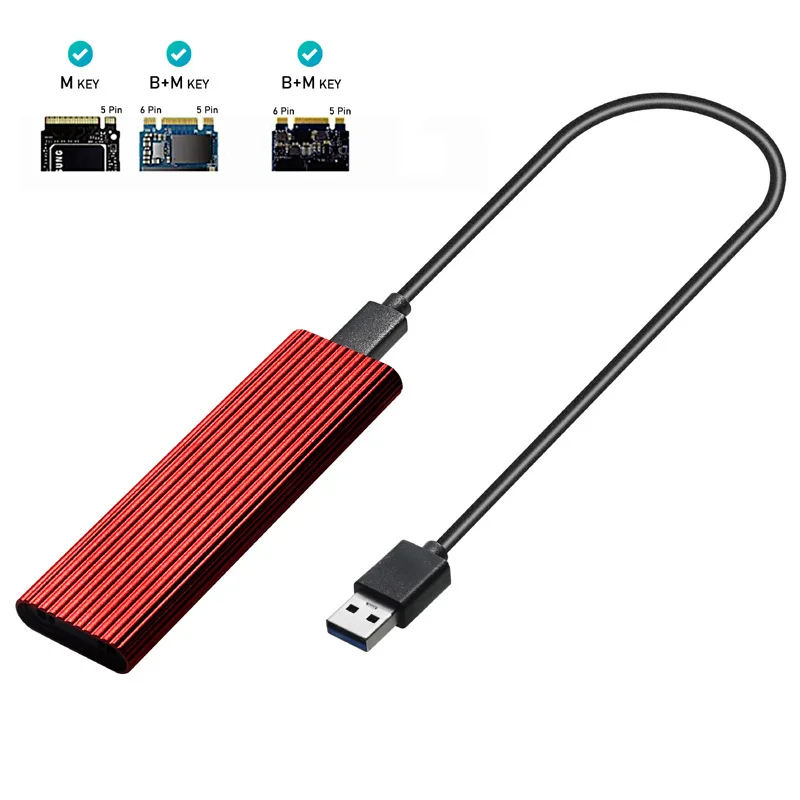 Чехол для M2 SSD футляр NVME M.2 на USB адаптер PCIE NGFF SATA M/B + M Key 2230/2242/2260/2280 двойной протокол