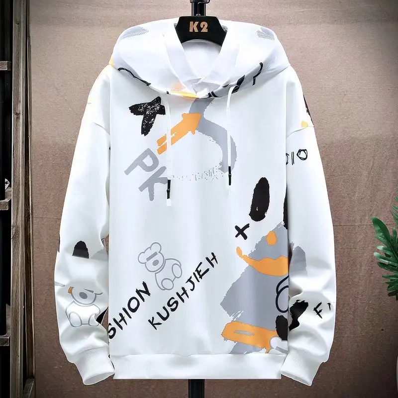 

Толстовка мужская с капюшоном, свитшот с графическим принтом, корейский стиль, защита от демонов, Повседневная модная одежда, контрастные ц...
