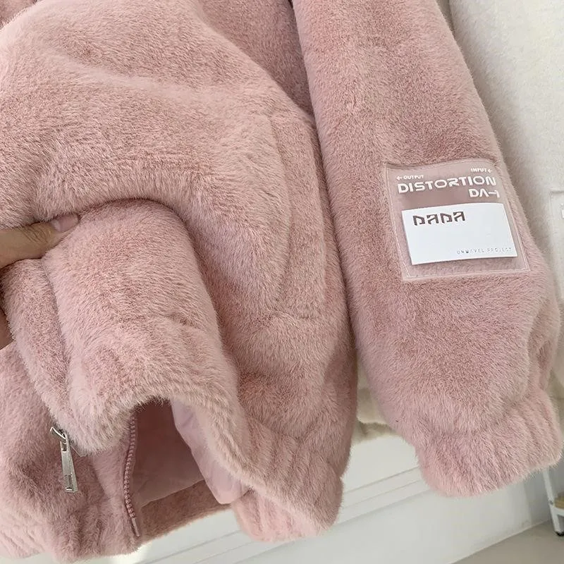 Imitation Wrasse Rabbit Hair Female Lamb Plush Velvet Coat Plus Velvet Han Edition Relaxed Joker With Thick Winter 2023