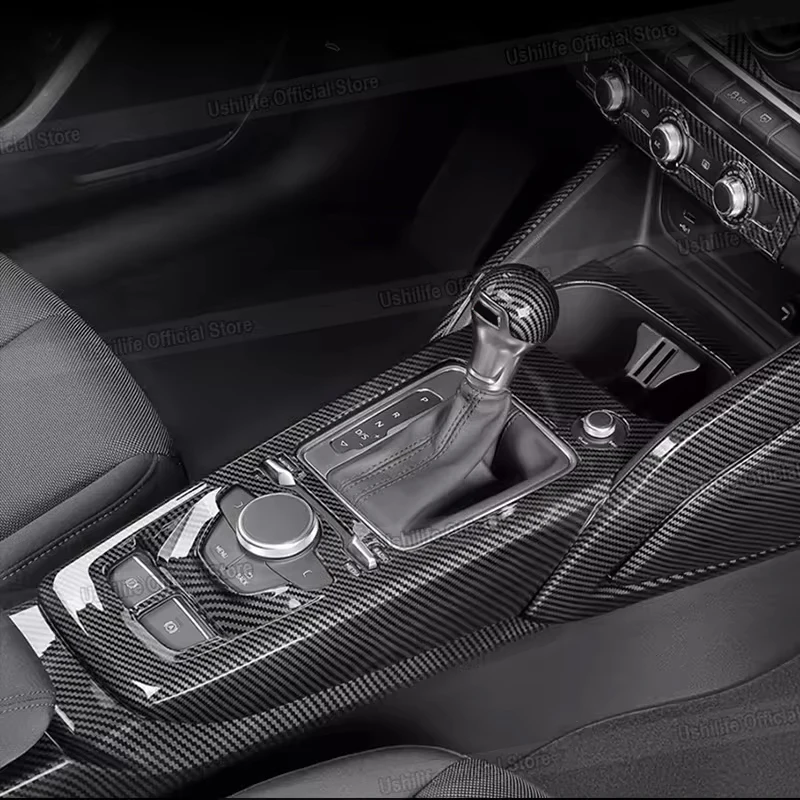 Фото Специально для 18-24, Audi Q2L, отделка управления автомобиля, декоративная панель переключения передач, рамка из углеродного волокна, модификация, аксессуары для интерьера №1