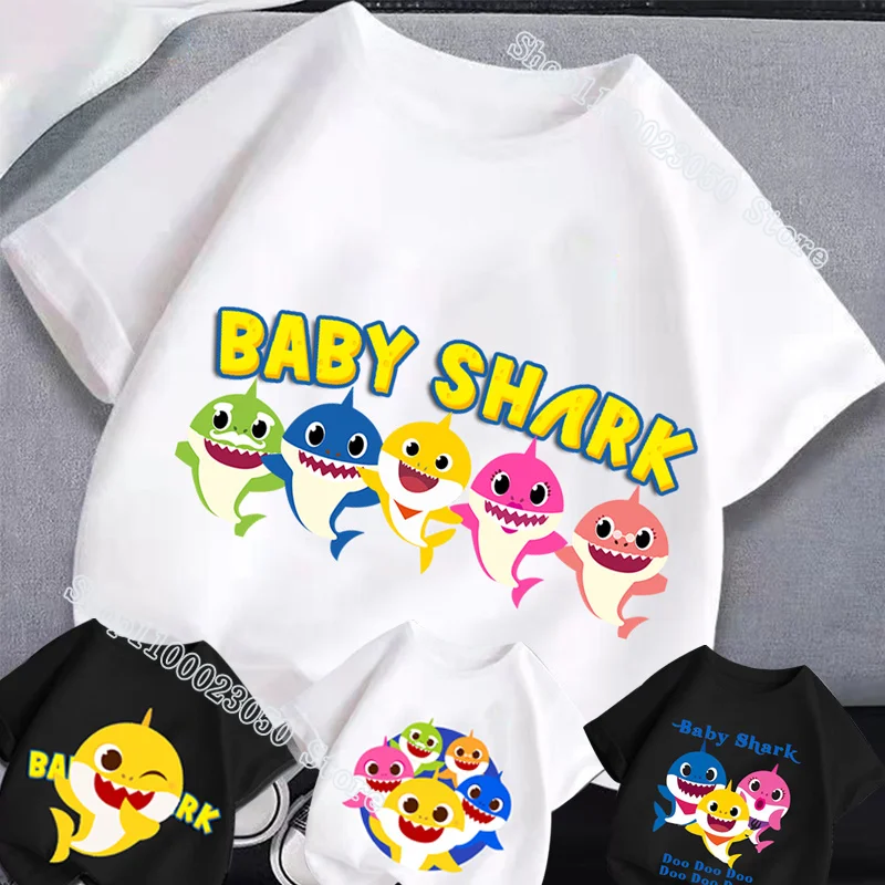 Хот Бэйби Шарк хлопковая футболка для детей с днем рождения, детская футболка с анимационной песенкой-мультфильмом, одежда на лето с короткими рукавами.