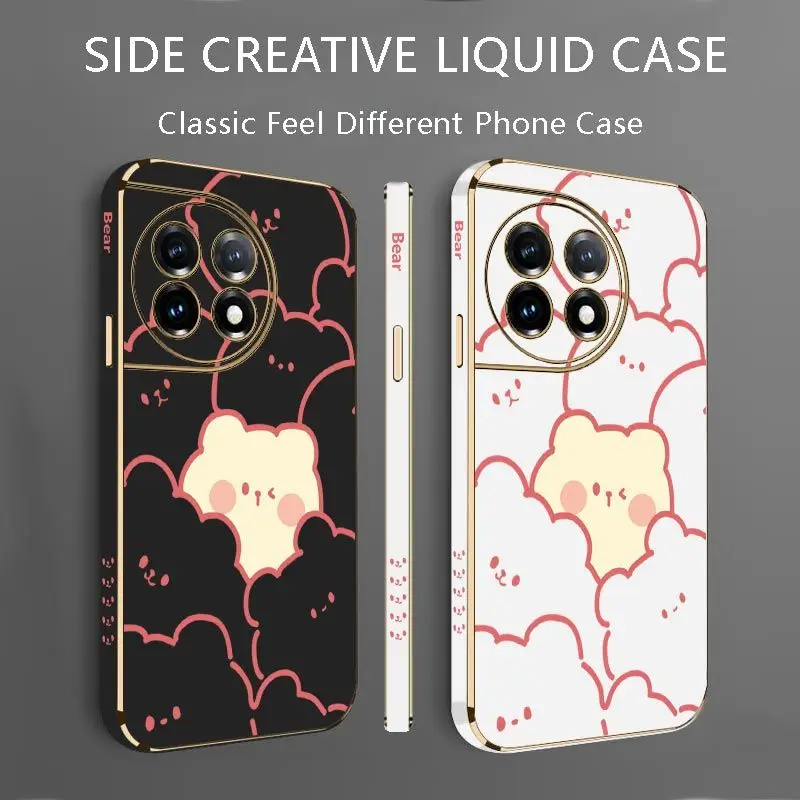 Stacking Bear Luxury Plating Phone Case For Oneplus 11 11R 10R 10T 10 Pro 9 9R 9RT 8T 8 8 Pro Cover