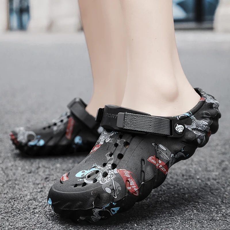 Мужские сандалии летняя обувь одежда с граффити нескользящие износостойкие