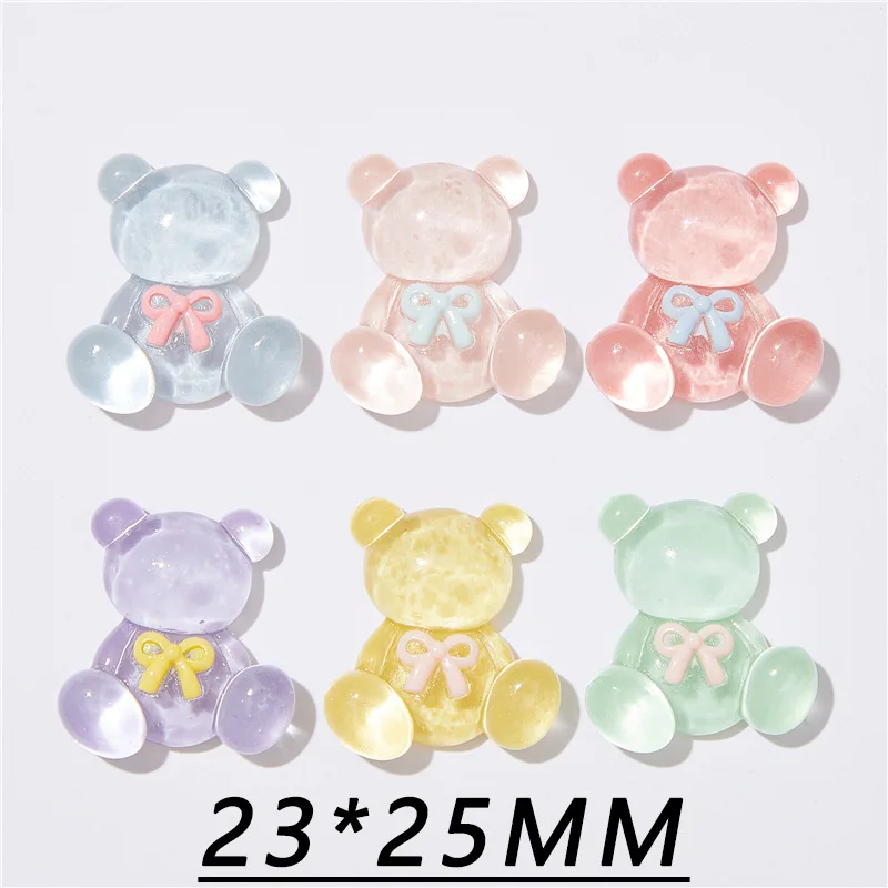 

10 шт. 23x25 мм прозрачные кабошоны из смолы с медведем с плоской задней стороной для центра банта для волос «сделай сам» для свадьбы телефона украшения для волос