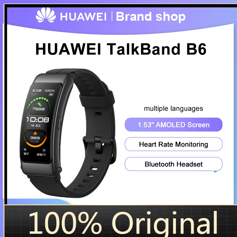 

Оригинальный Смарт-браслет Huawei band B6 Talkband B6 Bluetooth носимые спортивные браслеты сенсорный экран AMOLED наушники