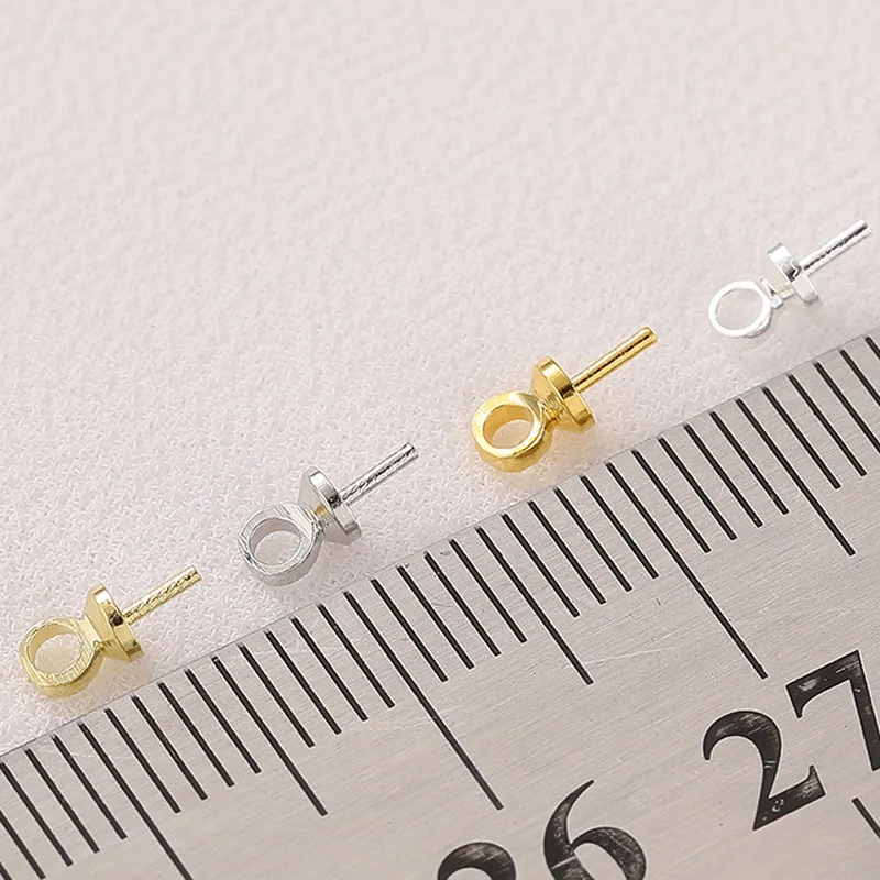 100pcs/Lot 3mm 4mm 5mm Metal Jewelry Eye Pin Pearl Charm Connector Beads End Caps Clasps For DIY Handmade Making Accessories