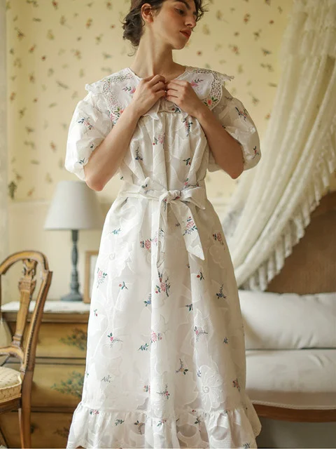 

Женское винтажное жаккардовое платье с цветочной вышивкой и оборками