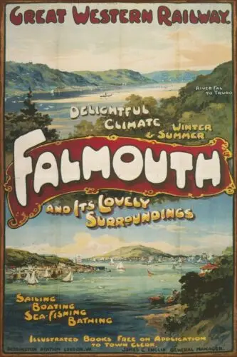 Большой западный дорожный рекламный винтажный металлический знак Falmouth в стиле