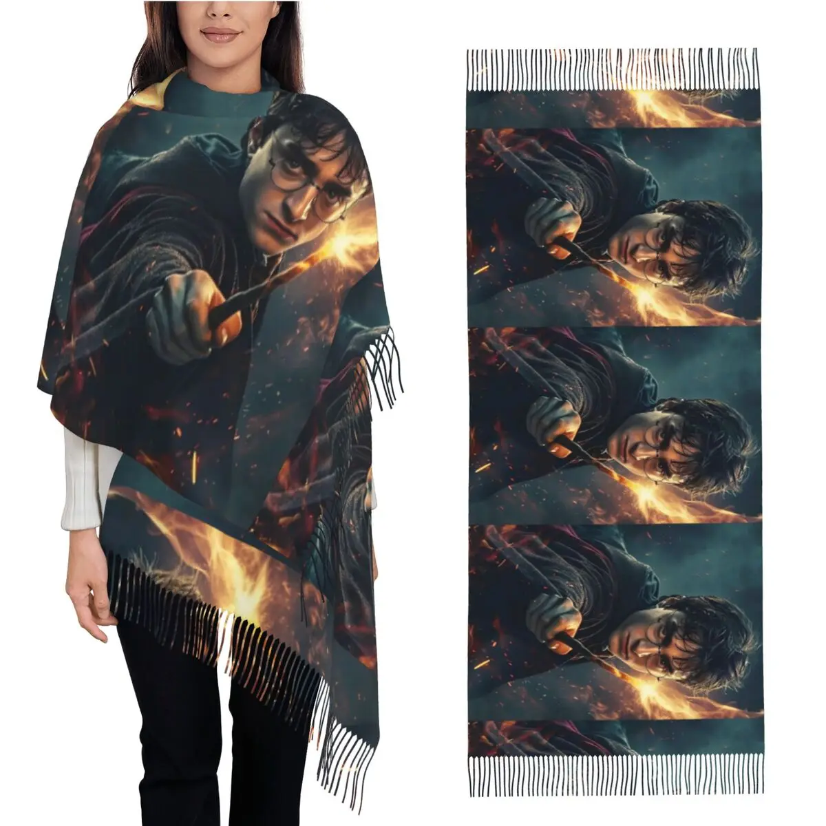 Женский шарф уличный H-HARRY P-POTTER большие шарфы из фильма с кисточками повседневные