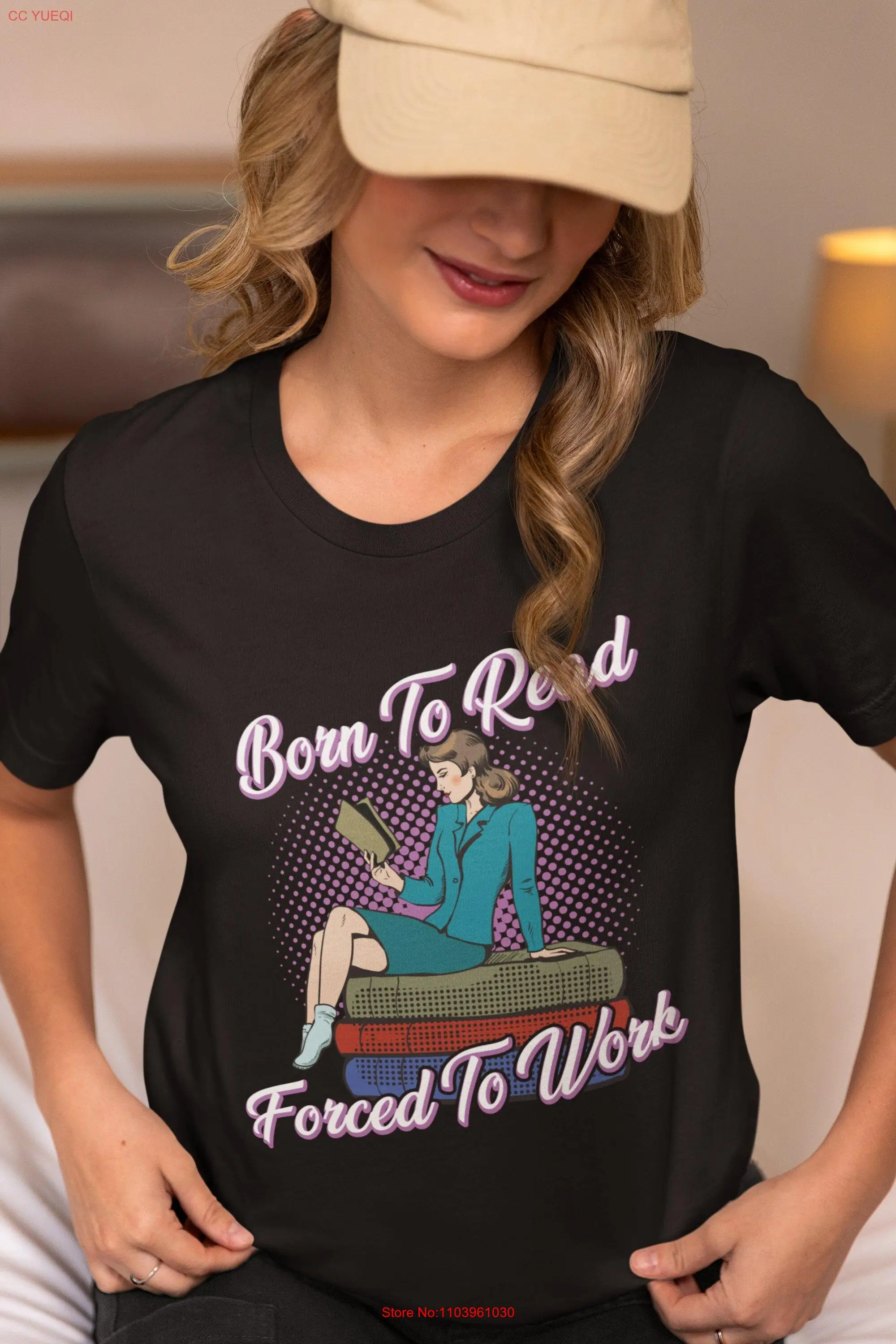 Футболка Born To Read Forced Work Bookish Funny Librarian для любителей книг с длинными или короткими
