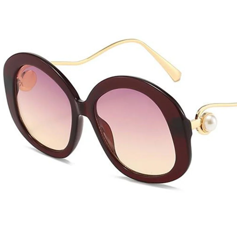 Модные солнцезащитные очки женские с жемчугом большие оправы Adumbral защитой от