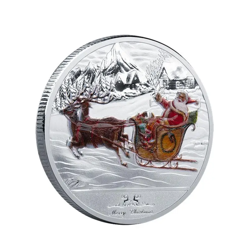 Christmas Commemorative Coin Santa Claus Elk Souvenir Coins Christmas Collectible Art Coin Silver Alloy Coins For Collection