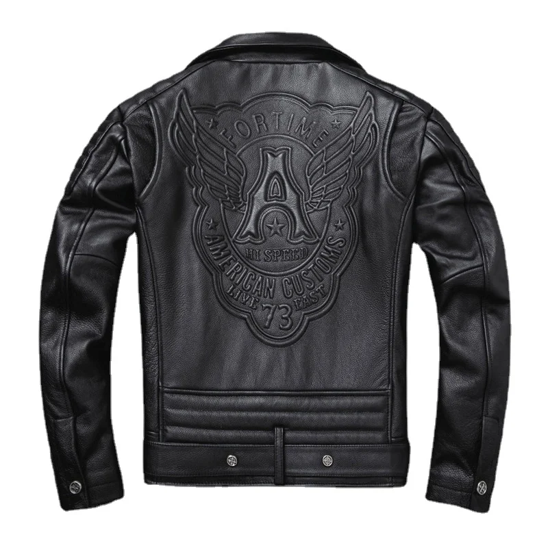 

Genuine Leather Jacket Men's Real Natural Cowhide Motorcycle Style Jackets Moto Biker Racer Slim Coat Thick Calfskin 2XL-5XL