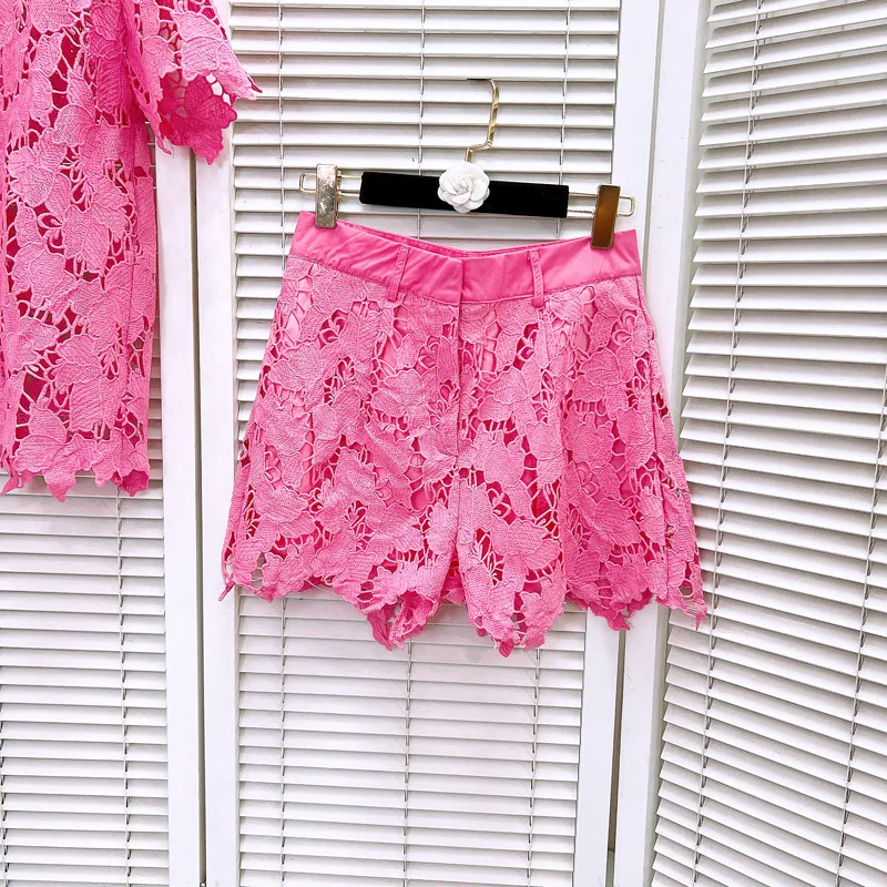 [ZOCI] Женская нишевая дизайнерская кружевная вышивка с лацканами и короткими