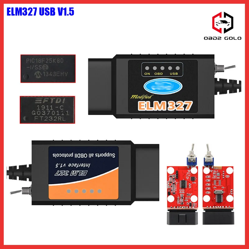 

ELM 327 USB OBD2 ELM327 V1.5 Forscan With PIC18F25K80 And CH340 Switch For HS CAN/MS CAN Auto Diagnostic Tools OBD Scanner