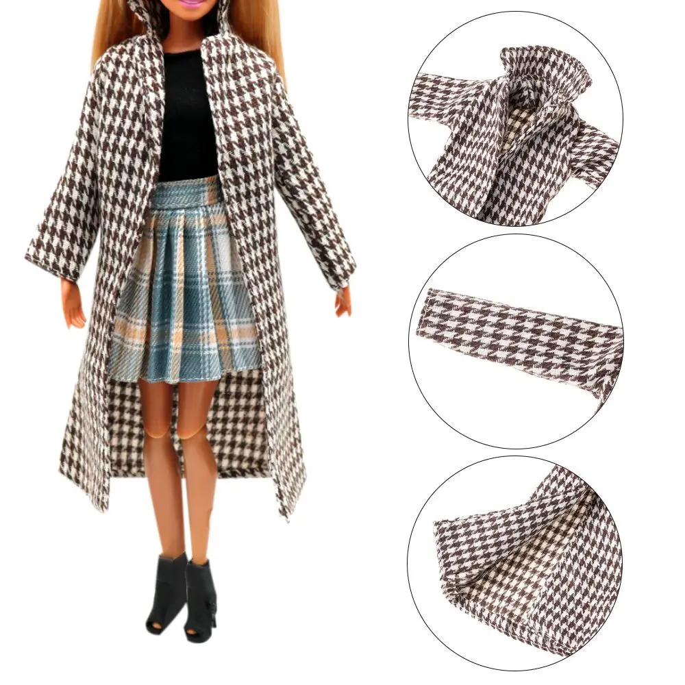 

Зимние наряды для кукольного домика, наряд для игры, коричневая черная мини-парка, пальто для кукол, клетчатый пальто, аксессуары для кукол, ...