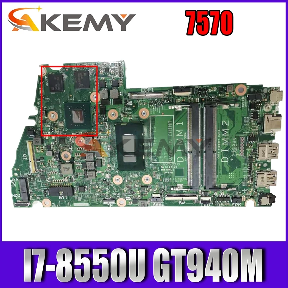 

For DELL Latitude 7570 Laptop Motherboard I7-8550U CPU 16841-1M GT940M SR3LC CN-0YHJD6 0YHJD6 YHJD6 Tested 100% work