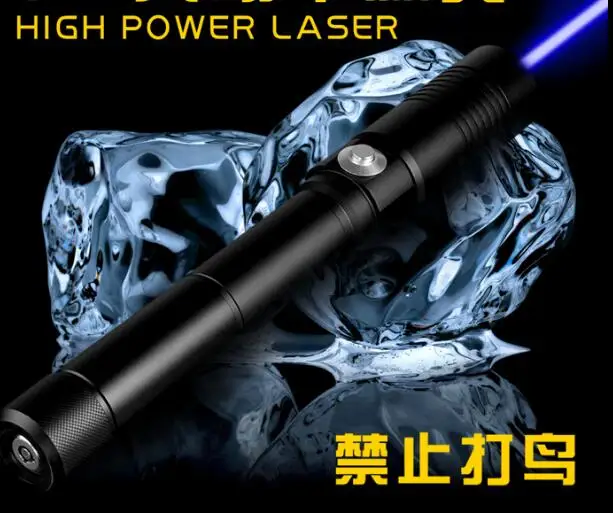 

HOT! Military 500000m Blue Laser Torch Laser Pointer 450nm Flashlight Light LAZER Beam Charger glasses+gift box wicked Hunting