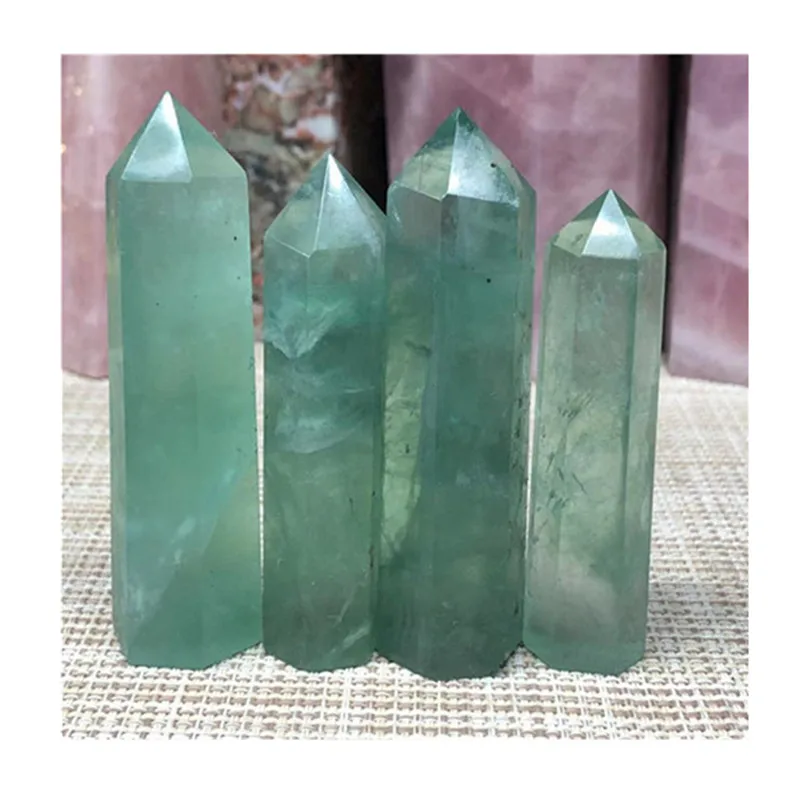 

Natural Green Fluorite Wand Point Crystal Healing Gemstone For Sale