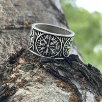 nostalgia viking vegvisir compass aegishjalmur helm of awe scandinavian amulet runes jewelry men ring bague slavic talisman