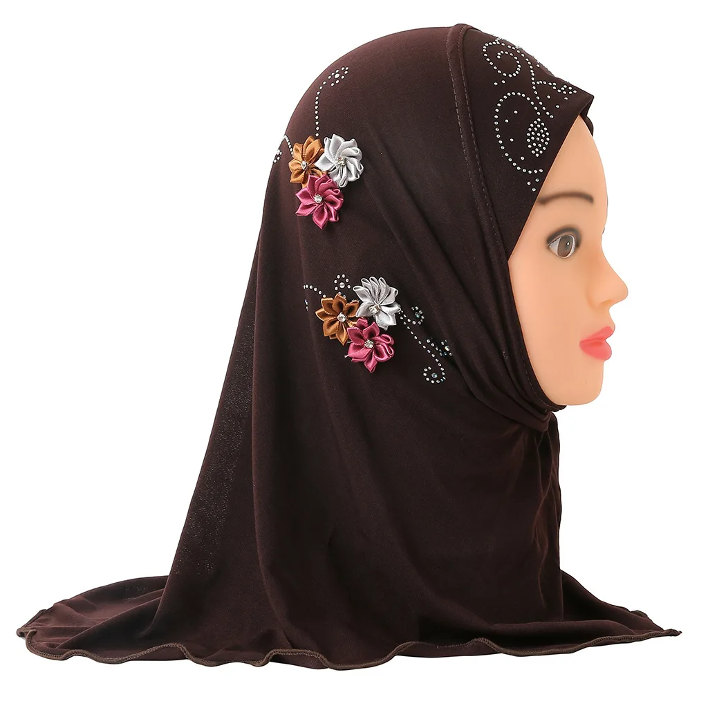 Fashion Plain Islamic Underscarf Children Stretch Spandex Soft Muslim Cap Bonnet Flower Girl Inner Hijab Cool thin section
