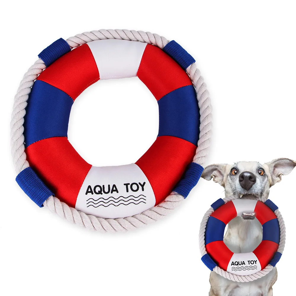 

Pet Squeaky Toys Durable Dog Swimming Ring Toys Bite Resistant Cotton Rope Toy French Bulldog Agressive Chewer Pet Supplies