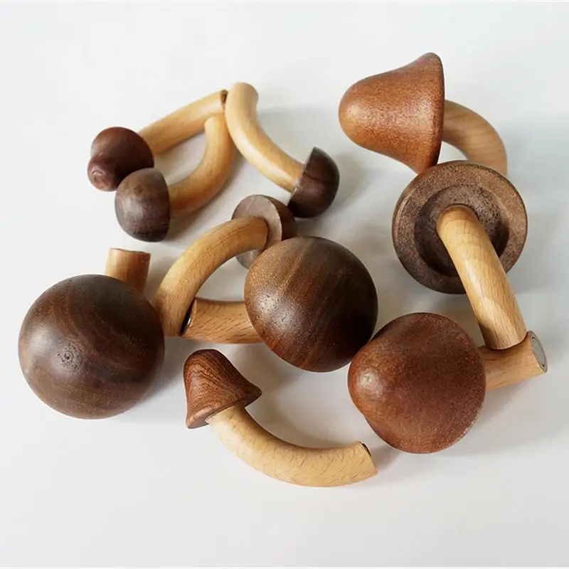 

4pcs Wooden Mushroom Magnetic Sticker Self Adhesive Decorations For Kitchen Fridge Refrigerator Bathroom Walls Tiles Adornment