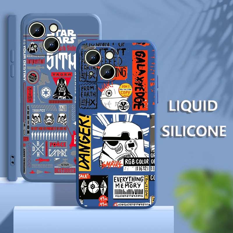 

Disney Star Wars Cute Phone Case For iPhone 14 13 12 mini 11 Pro Max 8 7 Plus XR XS X Liquid Rope Funda Cover