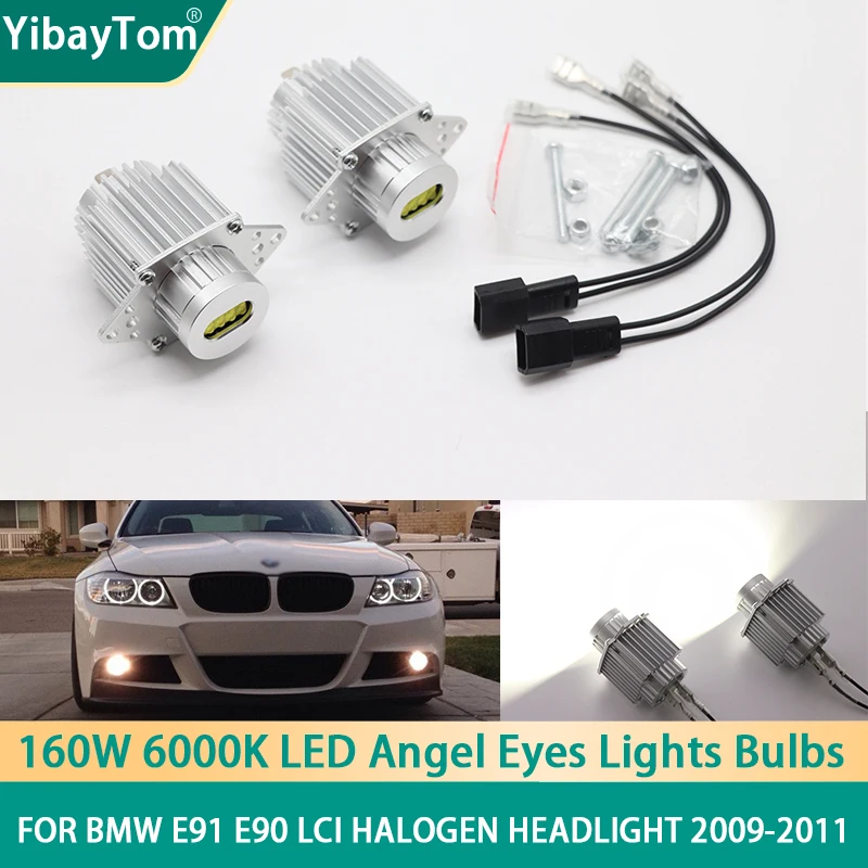 

1 pair Bright Durable160W 6000K lamp LED Angel Eyes Marker Lights Bulbs For BMW 3 Series E90 E91 LCI Halogen Headlight 2009-2011