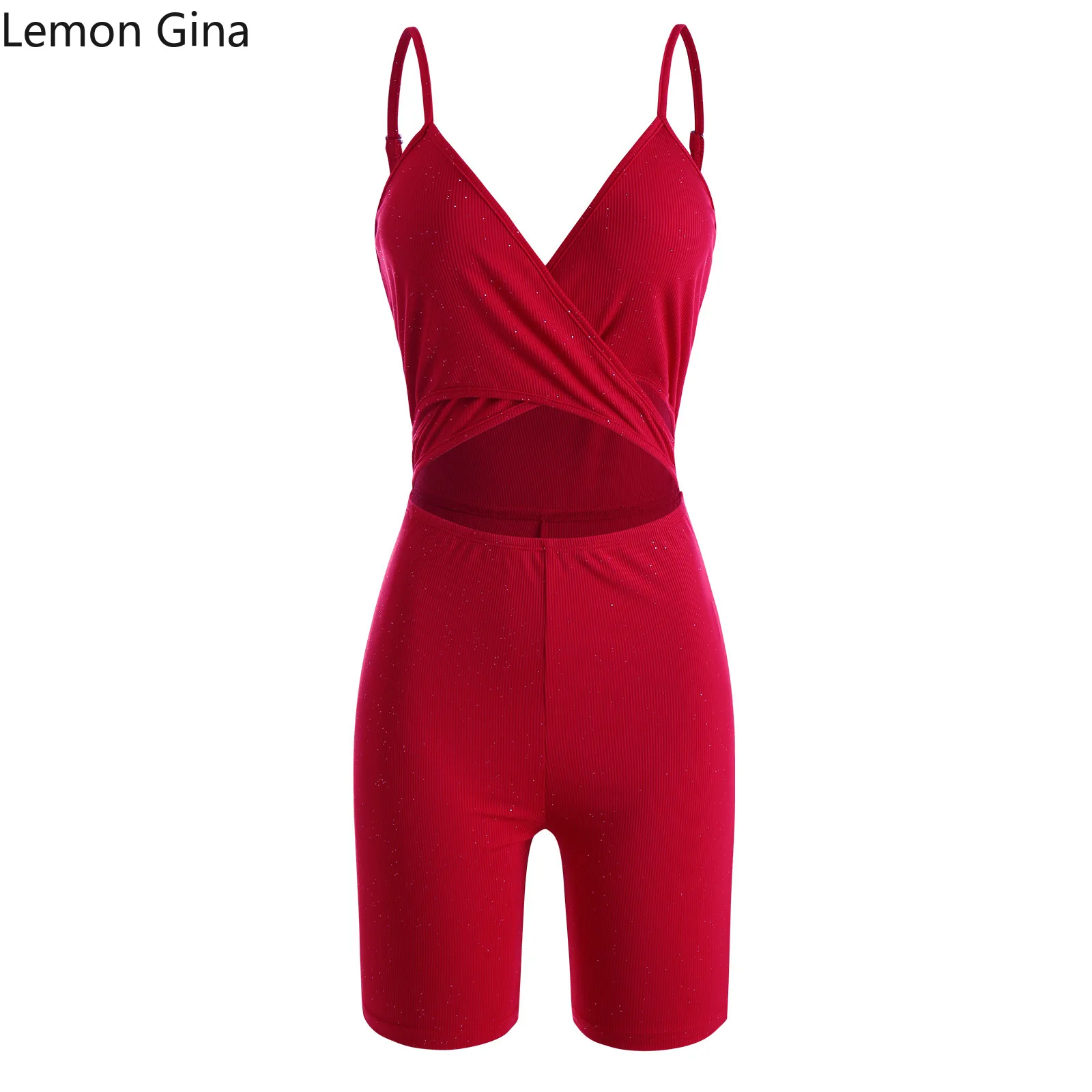 Лимон Гина Camisole Clubwear Playsuit женские Популярные стильные облегающие Комбинезоны