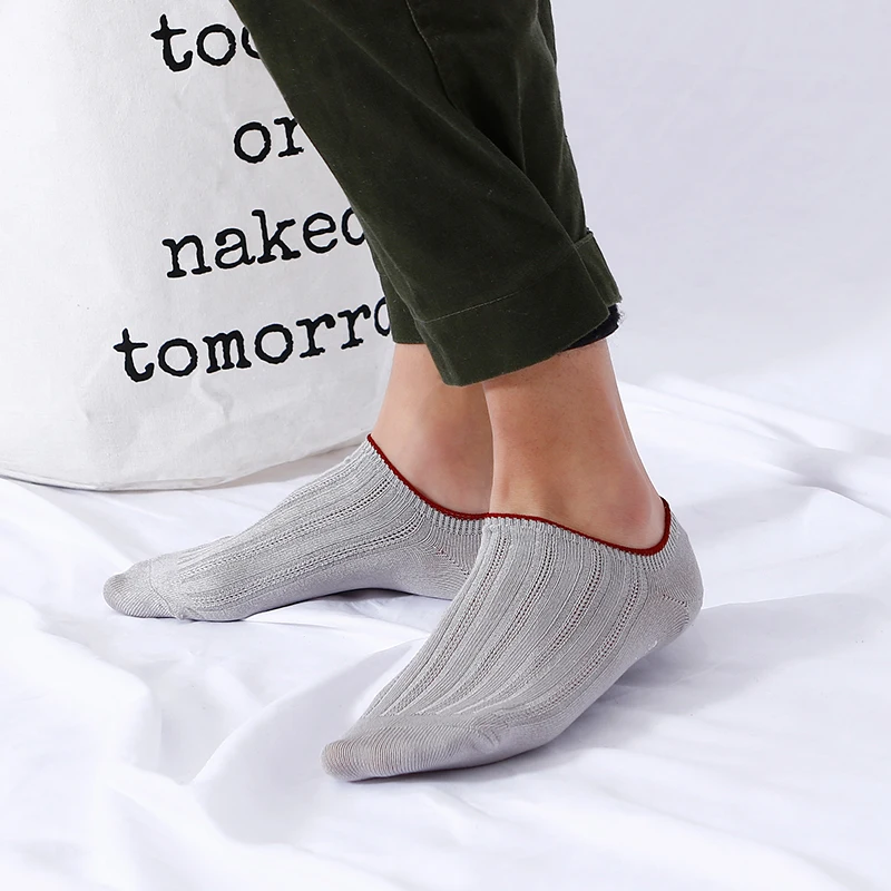 5pair / lot men's ANKLE SOCKS SLIPPERS socks men's boat socks summer and autumn non slip silicone invisible cotton socks fashion