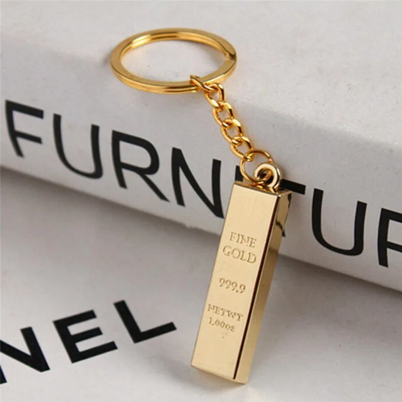 

Creative Key Holder Golden Brick Keyring Gift Metal Keyfob Gold Bar 1pc Golden Brick Keychain
