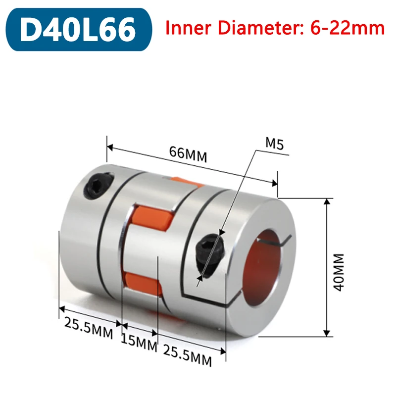 

1pc D40L66 Plum Flexible Shaft Coupling Six Jaws Stepper Motor Connector CNC Elastic Coupler D40 L55 Bore 6-22mm Aluminium