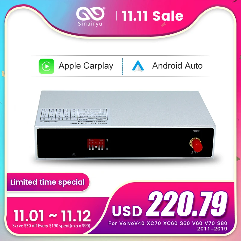 Беспроводная Модифицированная коробка CarPlay для Android 2011-2019 Volvo Auto V40 XC70 XC60 S60 V60 V70 S80