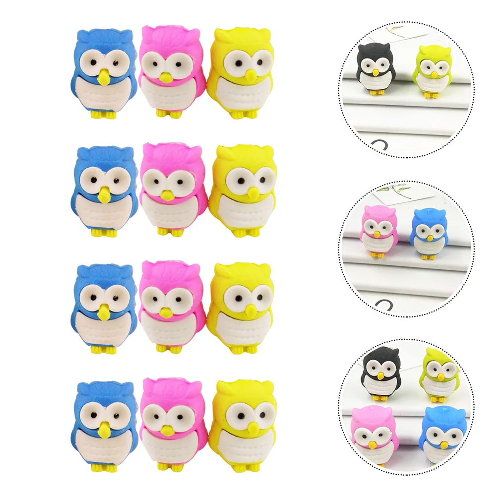 

Erasers Animal Christmas Cute Owl Mini Stylish Exquisite Students 3D Adorable Eraser Pen Novelty Farm Gift Stationery Stuffer