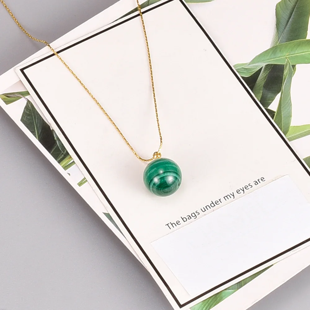 

Natural Malachite For Women Necklace New Retro Fashion Green Color Stone Pendant Necklaces Accessories Wholesale Clavicle Chain