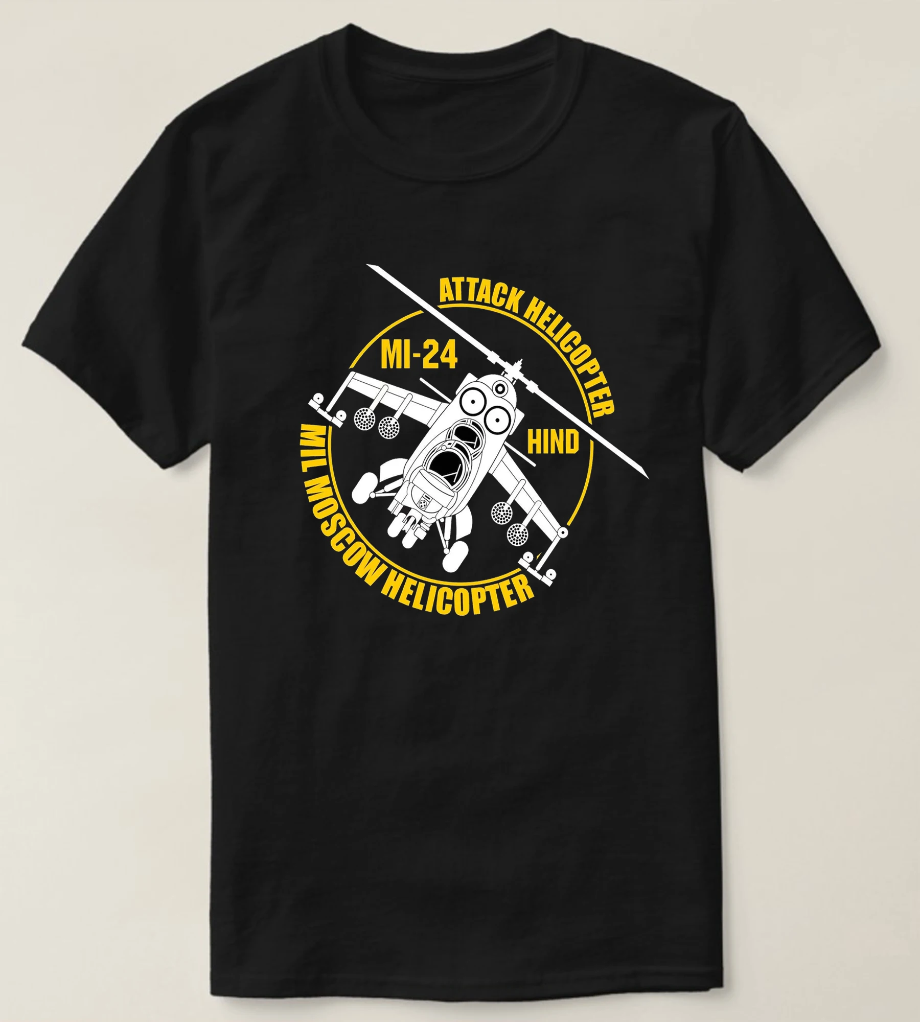 

Soviet Russia Army Mi-24 Hind Attack Helicopter T-Shirt. Premium Cotton Short Sleeve O-Neck Mens T Shirt New S-3XL