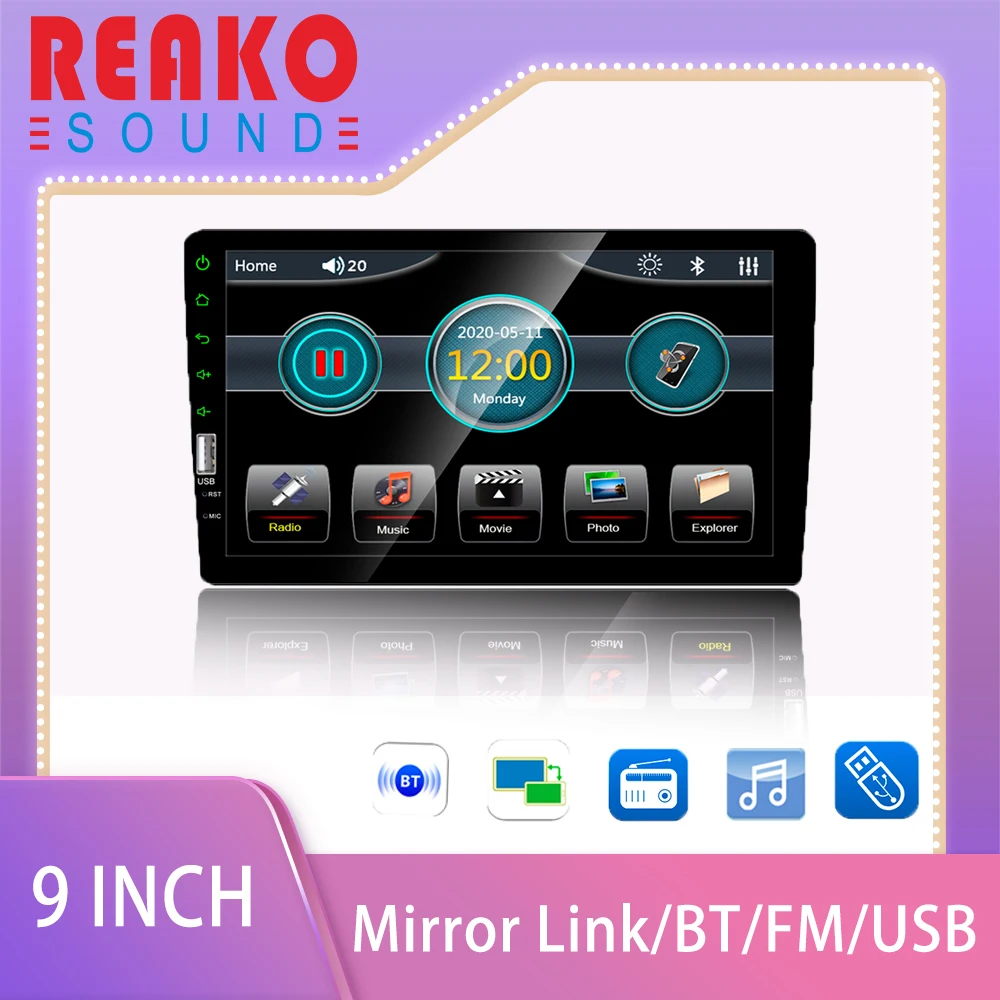 Мультимедийный проигрыватель REAKO 9 дюймов 1 Din автомобильное стерео радио HD