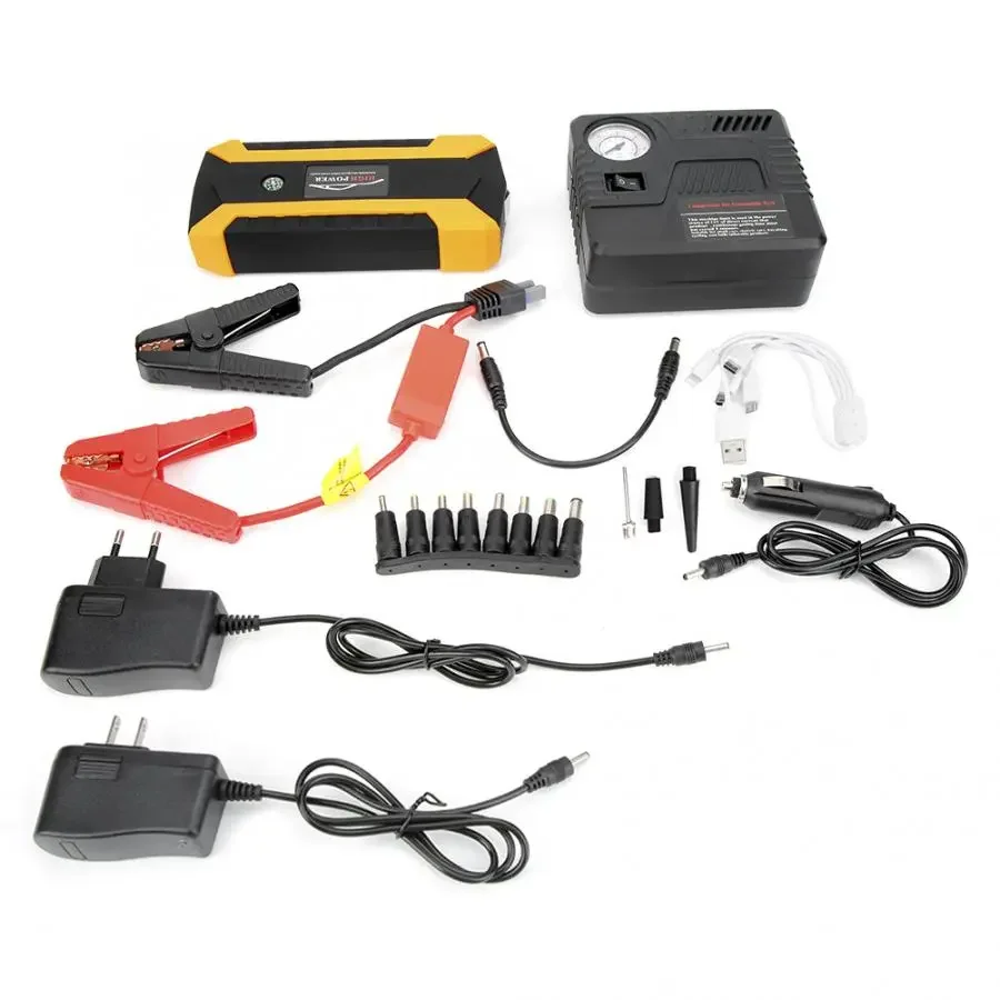

NEW2023 12V 20000mAh Car Jump Starter Emergency Battery Power Bank Charger Air Inflator Kit 110V-240V Car Accessories