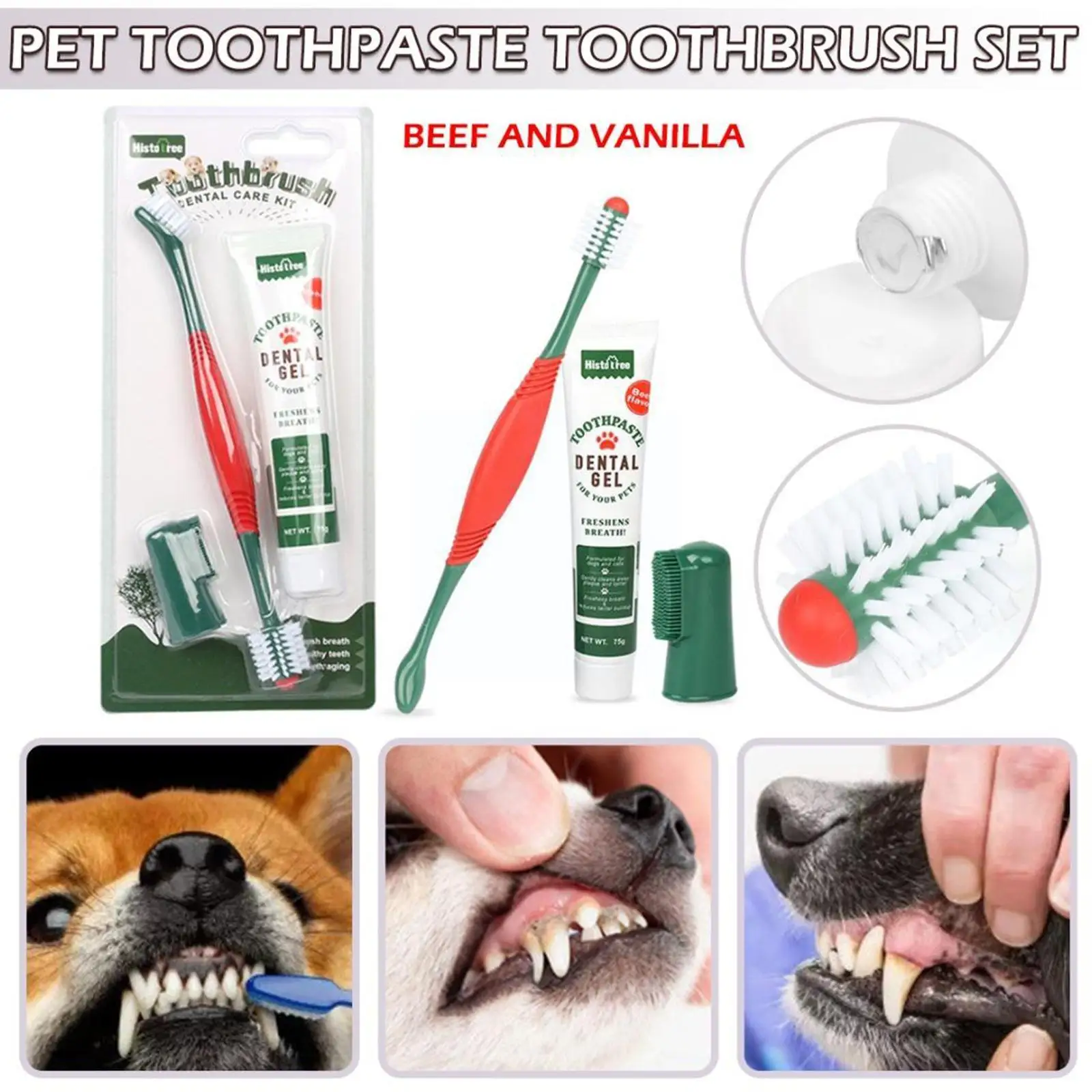 

Pet Healthy Edible Toothpaste With Toothbrush Dog Cats And Teeth Vanilla Taste Pet Care Mouth Beef Supplies Accessories Cle X4O6