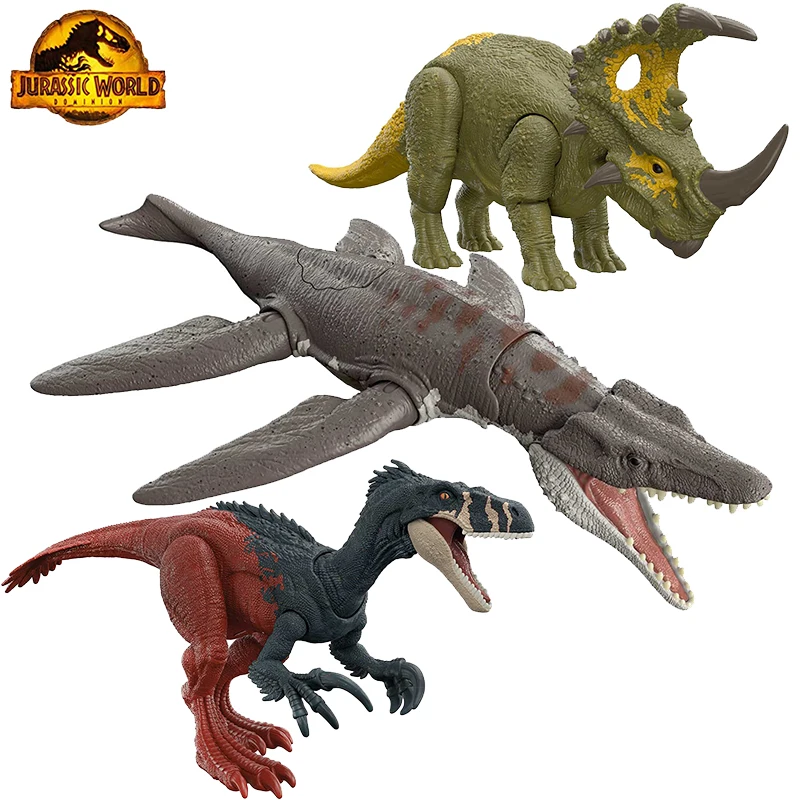 Оригинальные модели динозавров «Мир Юрского периода», модель вращающихся страусов, мегараптор, лиоплуэродон, синоцератопс со звуком, детские игрушки, аниме-фигурки
