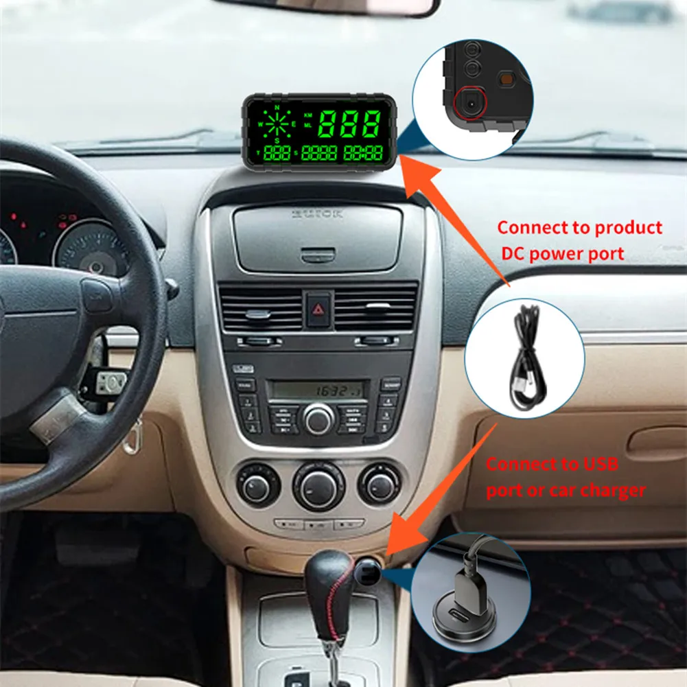 

Новый автомобильный компас HUD Дисплей GPS Автомобильный спидометр превышение скорости сигнализация общий пробег 2. Без встроенного аккумуля...