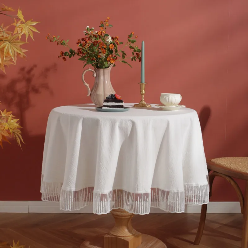 

Lace Decorative Table Cloth Round Tablecloth Tea Coffee Table Cover for Wedding Party Banquet Diameter 100/120/150cm