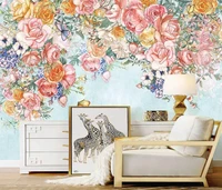 beibehang custom 3d wallpaper mural nordic ins hand painted american pastoral flowers retro flowers background pintado de pared