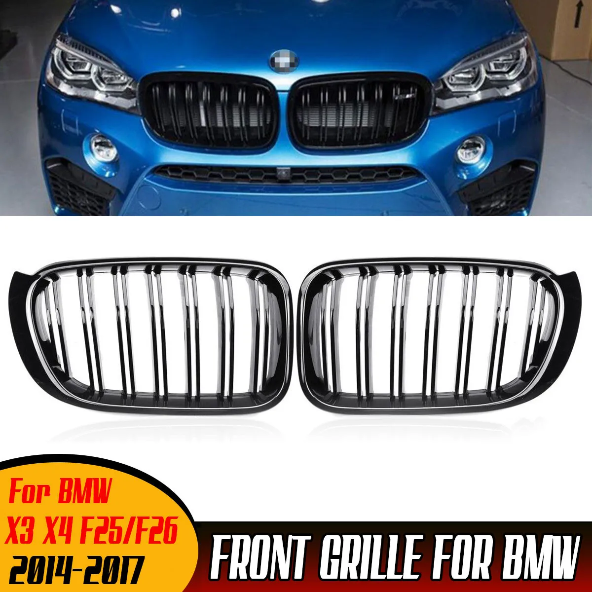 2x передние решетки для почек глянцевый черный BMW X3 X4 F25 F26 2014-2017 сменные гоночного