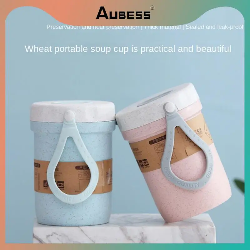 

Breakfast Can Anti-scalding Practical Thermos Cup Not Leak Heat Insulation Porridge Cup Drinking Cup Breakfast Cup Wheat Straw