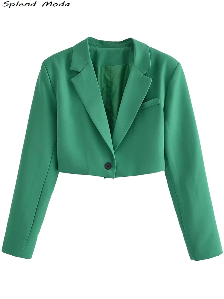 

2022 Za Women Fashion Office Lady Style Single Button Blazers Coat Streetwear Long Sleeve Short Coat Casual Chic Blazer