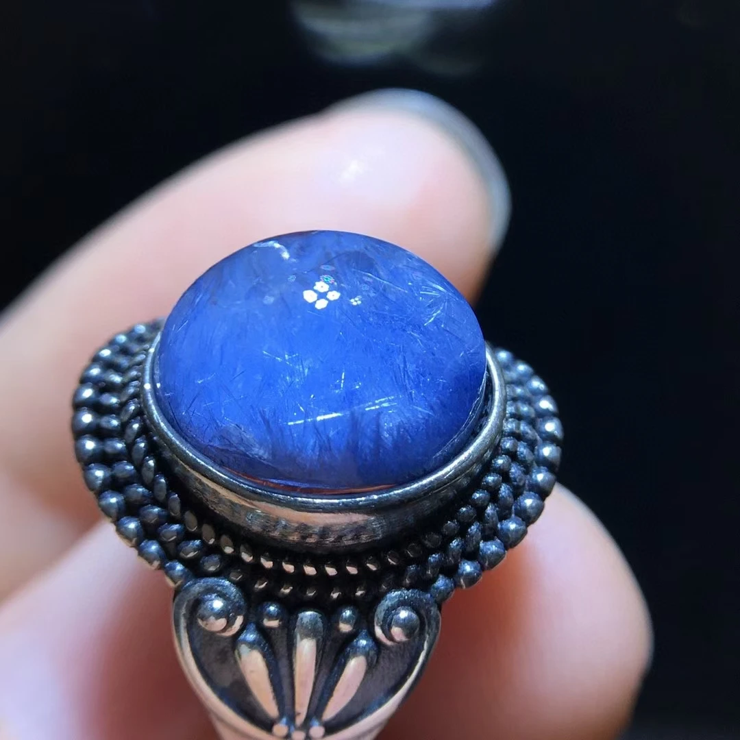 

Натуральное синее рутилированное кварцевое регулируемое кольцо Dumortierite 11,4/9,6 мм размер цветок для женщин и мужчин Мода богатый AAAAAA