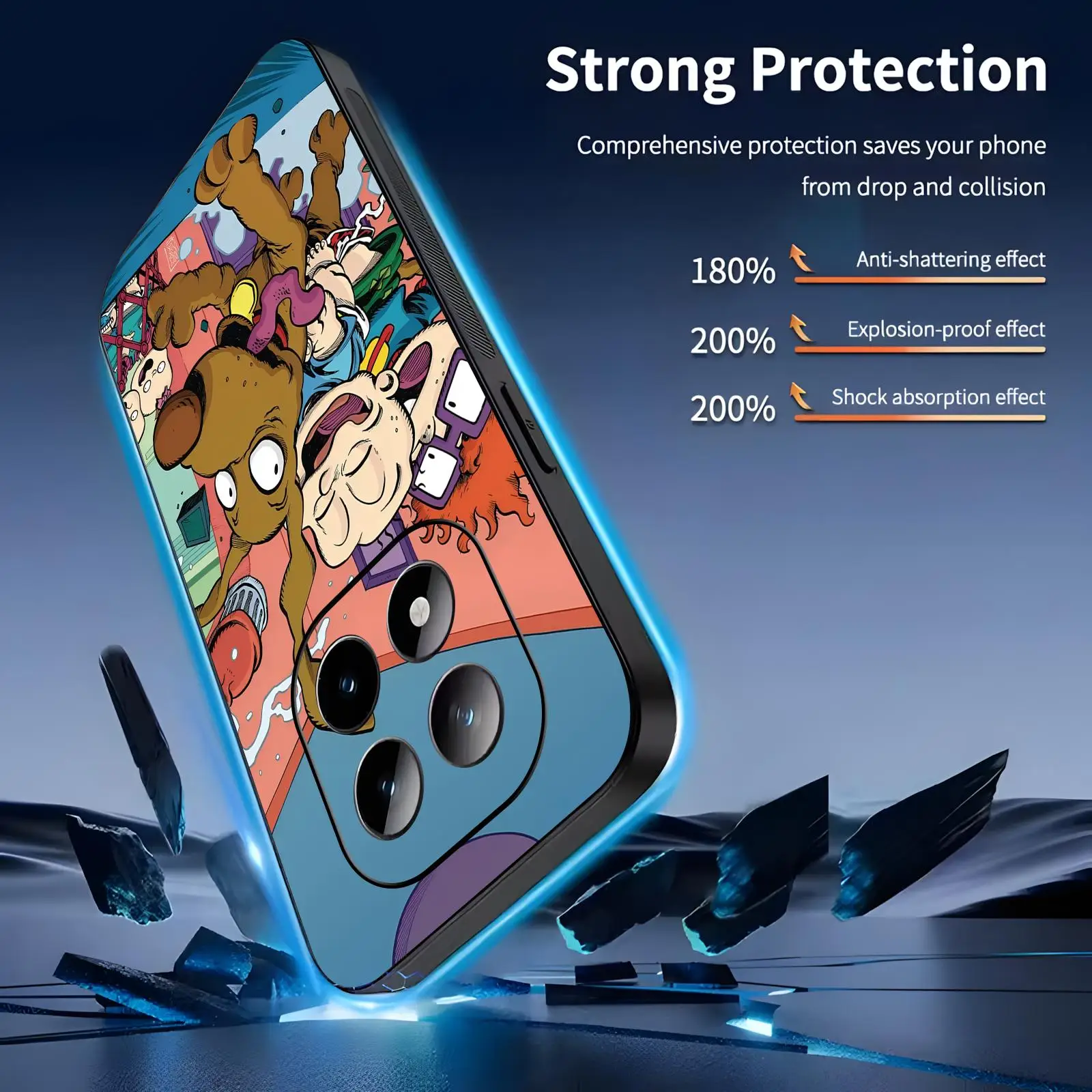 Фото Чехол для телефона Redmi Note15 14 13 12 11Pro Plus 5G 14C A3, мягкий черный чехол с защитой от падения, забавный мультяшный чехол R-Rugrats №3
